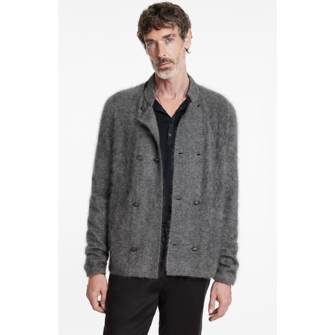 John Varvatos Adrano Regular Fit Cashmere Dbl Breasted Seal Grey Größe: L | Zweireihige Mäntel Outlet | Herren | Grau