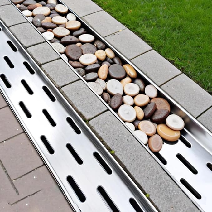 Afwateringssysteem - Regenwatergoot - Buitenruimte Drainage - Polymeerhars Constructie - 100x20x35cm - Grijs