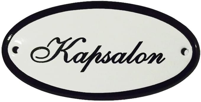 Emaille deurbord 'Kapsalon' ovaal