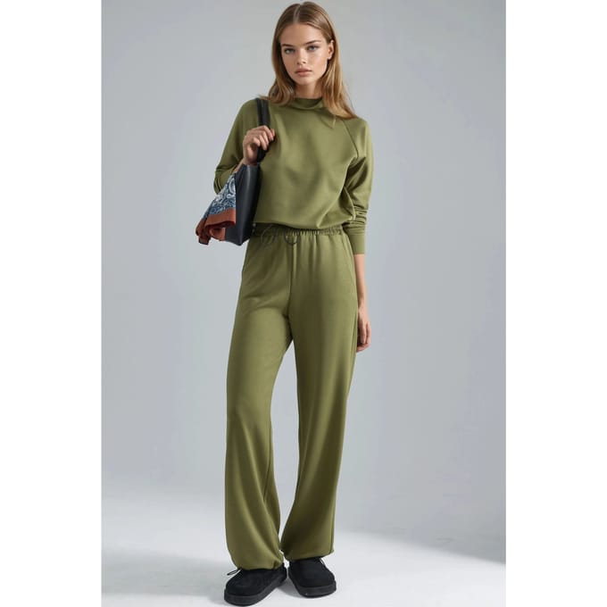 Modal Touch Halfsjaal Blouse & Elastische Taille Broek