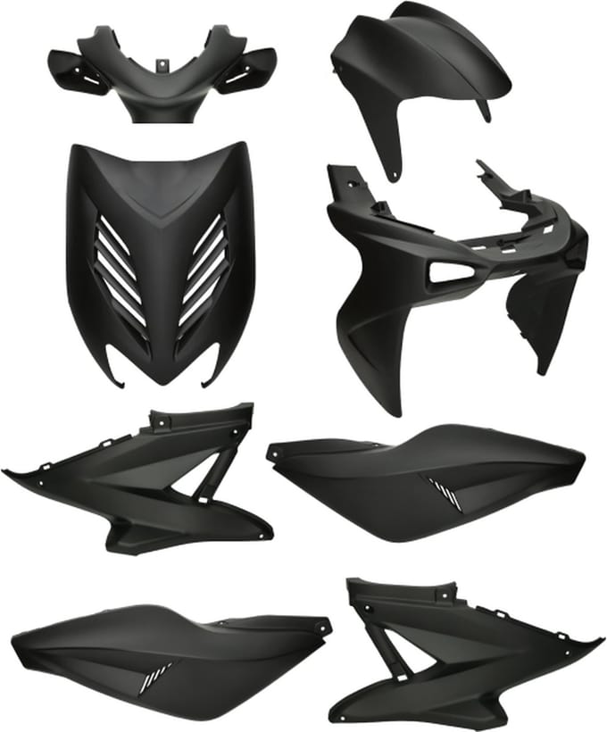 Kappenset 8 delig Yamaha Aerox, MBK Nitro mat zwart