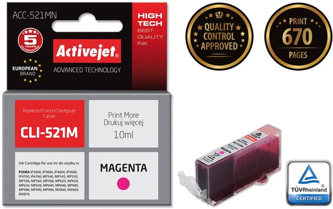 Originele inkt cartridge Activejet ACC-521MN Magenta