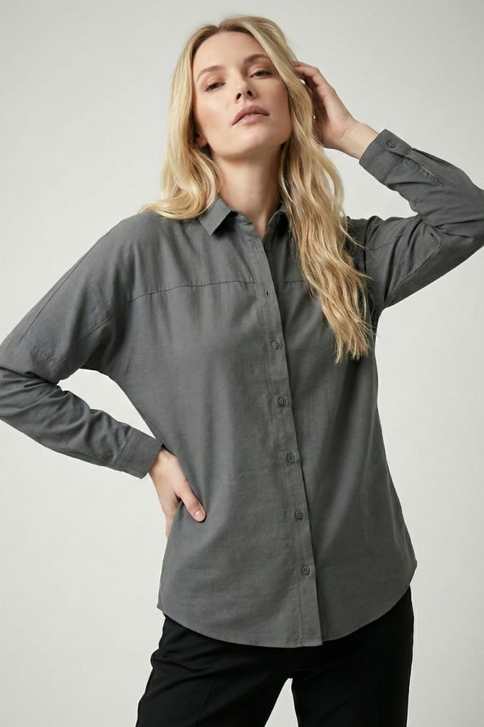 Ontspannen Fit Poplin Shirt met Knopen Sluiting