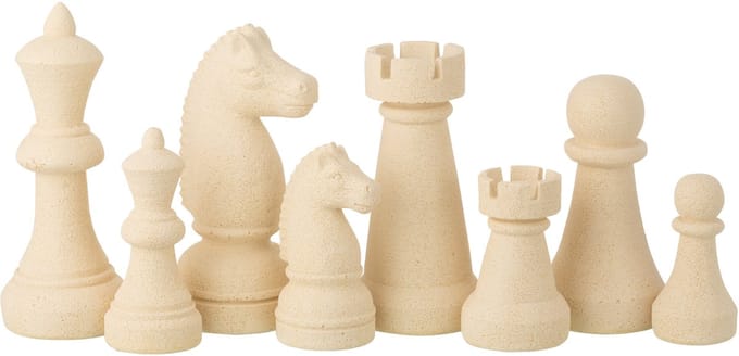 J-Line decoratie Schaakstuk - polyresin - wit - large - 4 stuks