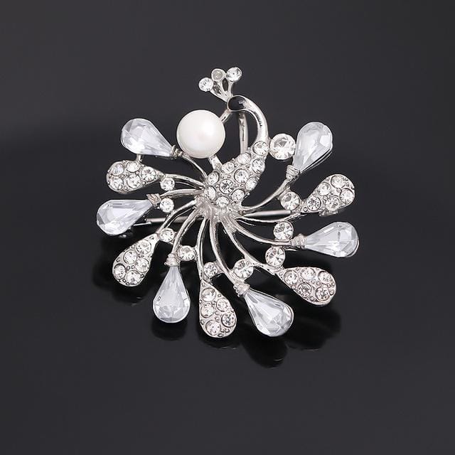 Broche en forme de paon, ornée de strass de haute qualité, idéale pour les vêtements gray