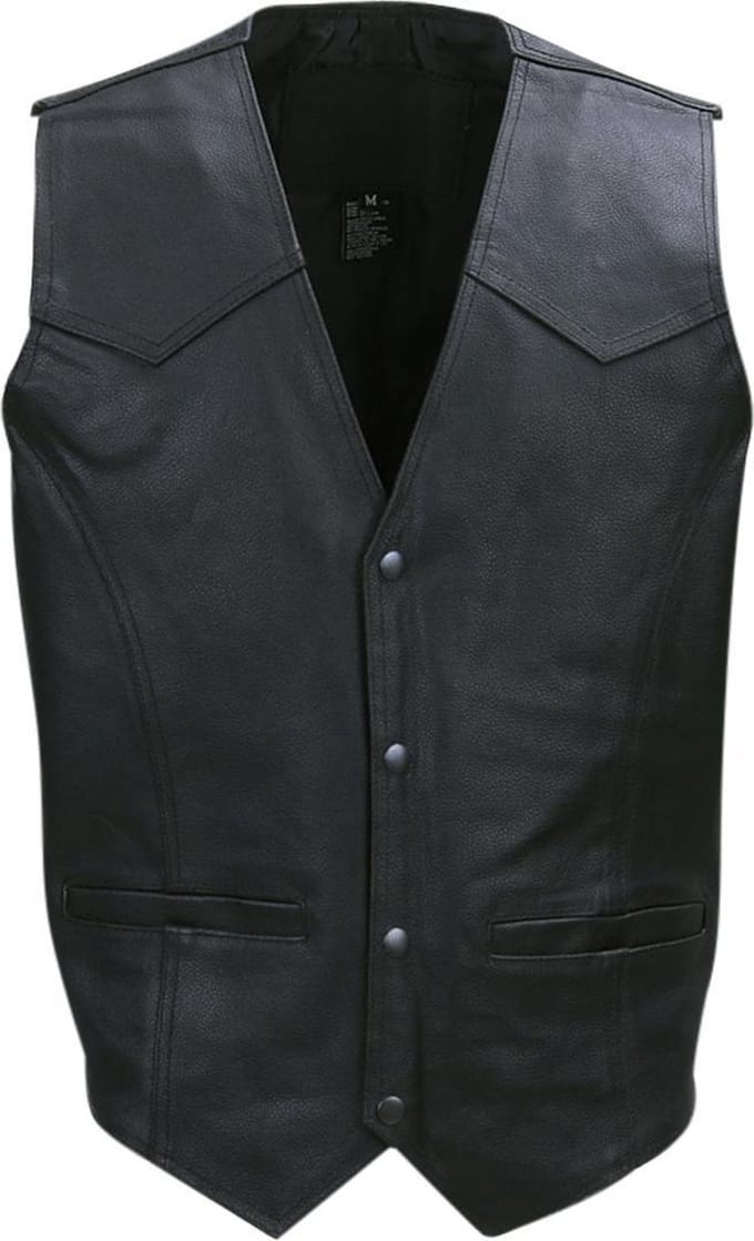 Biker vest leder zwart