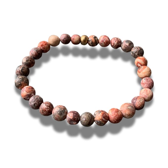 Armband - natuursteen - Leopard Jaspis - goudkleurig element - 6 mm 19 cm