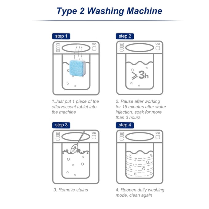 Wasmiddel bruistabletten Wasmachine bruistabletten Reiniger Wasmiddel diep 12Pcs blue