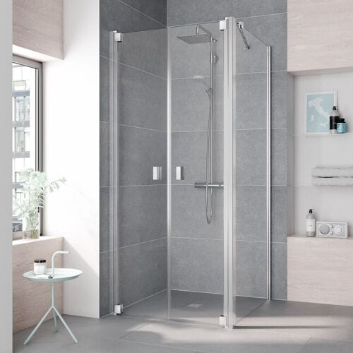 Kermi Raya swing door 2-leaf 100 cm for niche and combination with side wall RAPTD100201AK