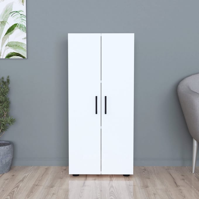 [en.casa] Kledingkast Åsnes - 2-deurs kast - met planken - 108x49x32 cm - wit