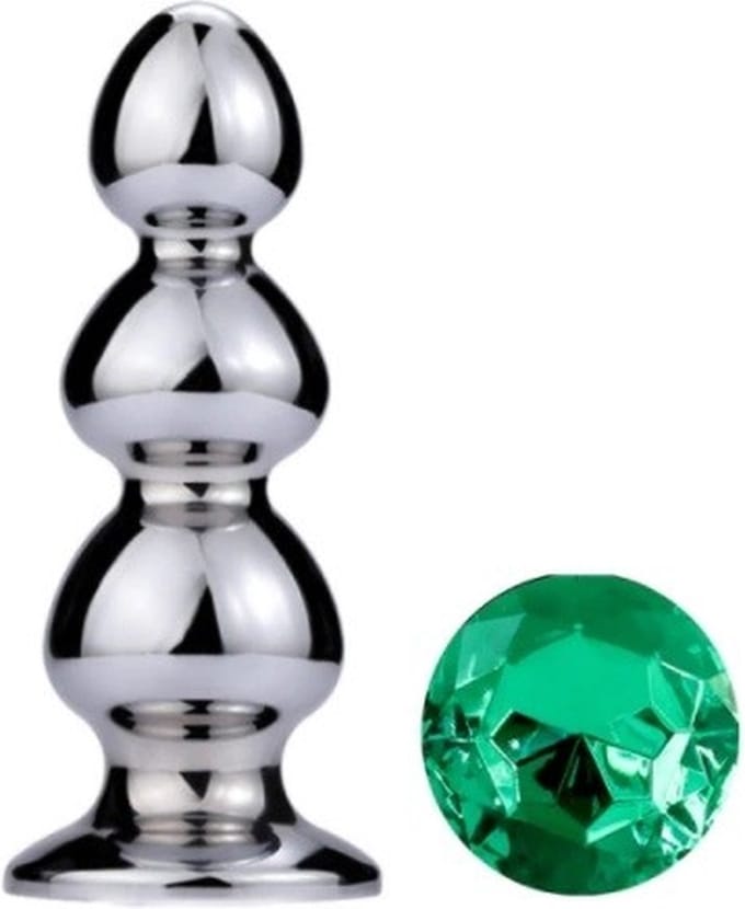 Nooitmeersaai - Metalen buttplug 50 - 170 mm groen kristal