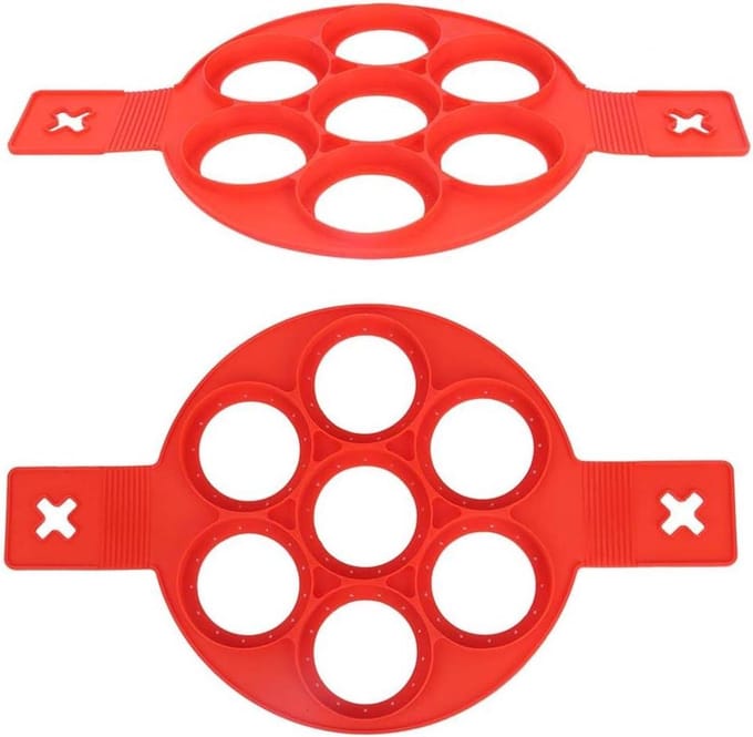 Pannenkoek Ring - Bakvorm - Ontbijt Maken - 7-Holes Ontwerp - 2 Stuks - Rood
