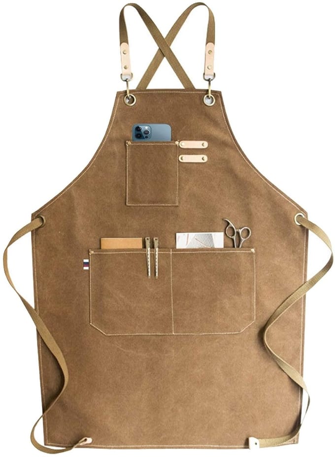 Canvas Schort - Denim Keukenschort voor Koken - Bruin