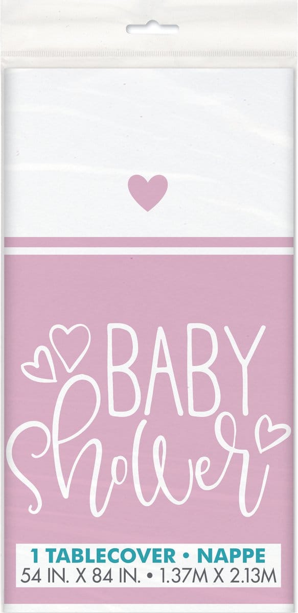 UNIQUE - Roze plastic babyshower tafelkleed 137 x 213 cm voor meisje