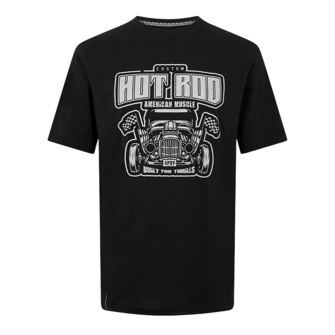 Threadbare T-shirt voor heren met hot rod-motief (Zwart)