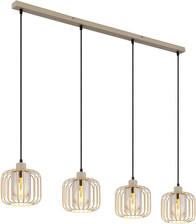 Hanglamp - beige - ALFRED - metaal - draadlamp - E27 - 15758-4H - Globo