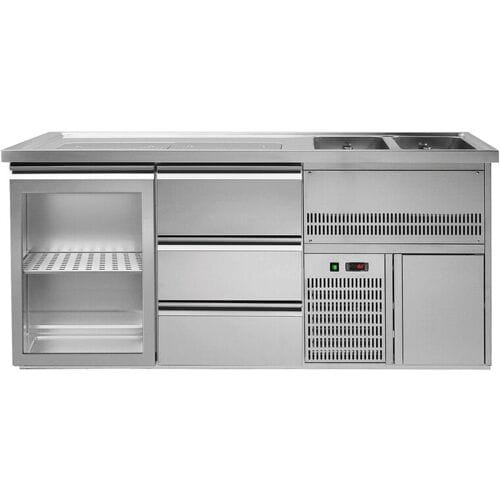 GGM Gastro Biertheke Premium PLUS - 1950x700mm - 1 Glastür & 3 Schubladen