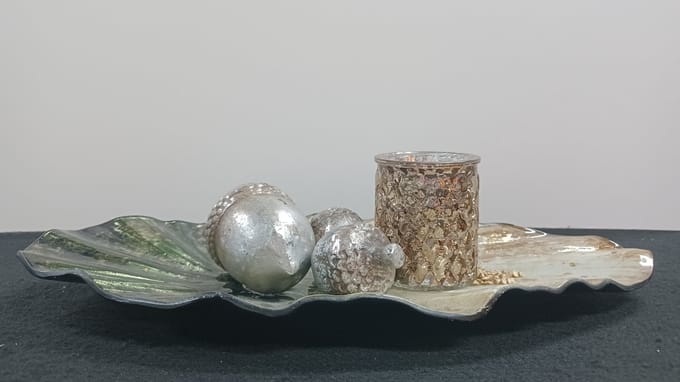 Goldbach Schelpschaal, glazen waxinelichthouder, 1 grote en 2 kleine eikels