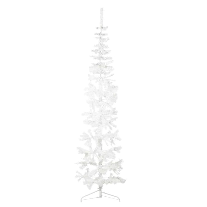 vidaXL - Kunstkerstboom - half - met - standaard - smal - 210 - cm - wit