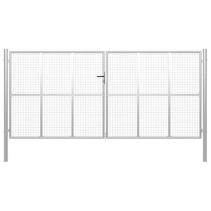 Portail de jardin en acier galvanisé 400 x 175 cm Argent