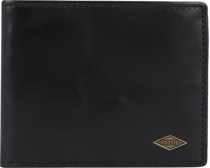FOSSIL Leren Portemonnee Ryan Bifold with Flip ID RFID Black Zwart