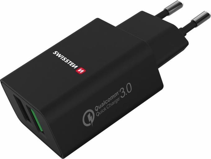 Swissten Snellader 2 USB poorten - 23W - Zwart