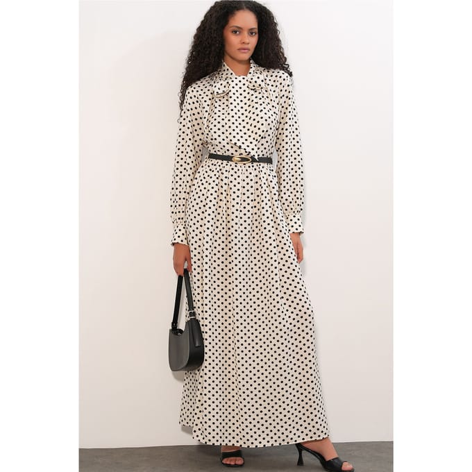 Gestippelde Maxi Shirtjurk
