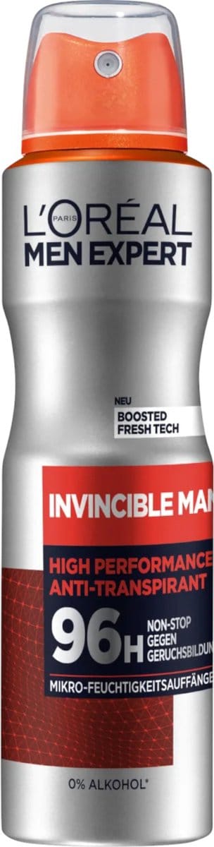 L'ORÉAL PARIS MEN EXPERT Deodorant Spray Invincible Man High Performance 96h, 150 ml - Deodorant - Mannen.