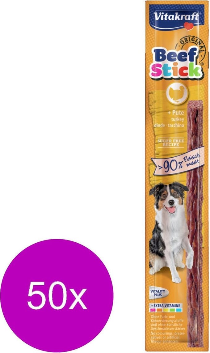 Vitakraft Beefstick Hond - Kalkoen - Hondensnack - 50 Stuks