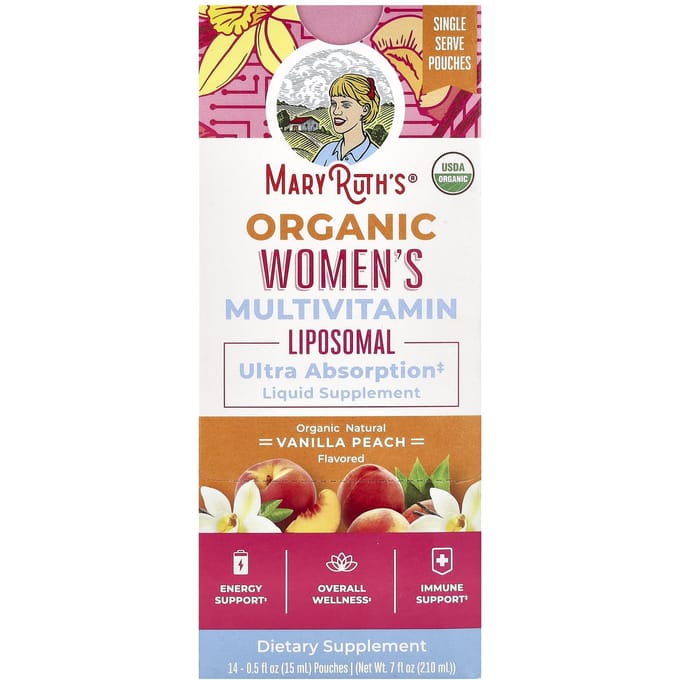 MaryRuth's, Multivitamine Liposomale Bio pour Femmes, Vanille Pêche, 14 Unités, 0,5 fl oz (15 ml) Chaque