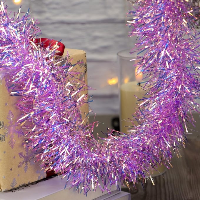Kerst Slinger - Regenboog Decoratie - Feestelijke Versiering - Gekleurde Metallic Twist - 10 Meter - Iridescent