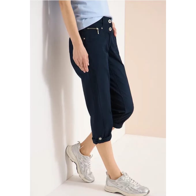 3/4 Mid Waist Slim Legs broek met omslag