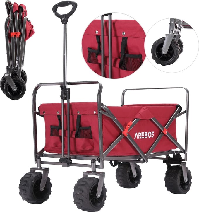 AREBOS Bolderkar | opvouwbaar | handwagen | inklapbaar | gereedschapswagen | rood