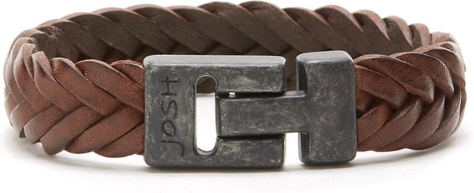 Josh Heren Armband Leer;Metaal  -  BruinZilverkleurig