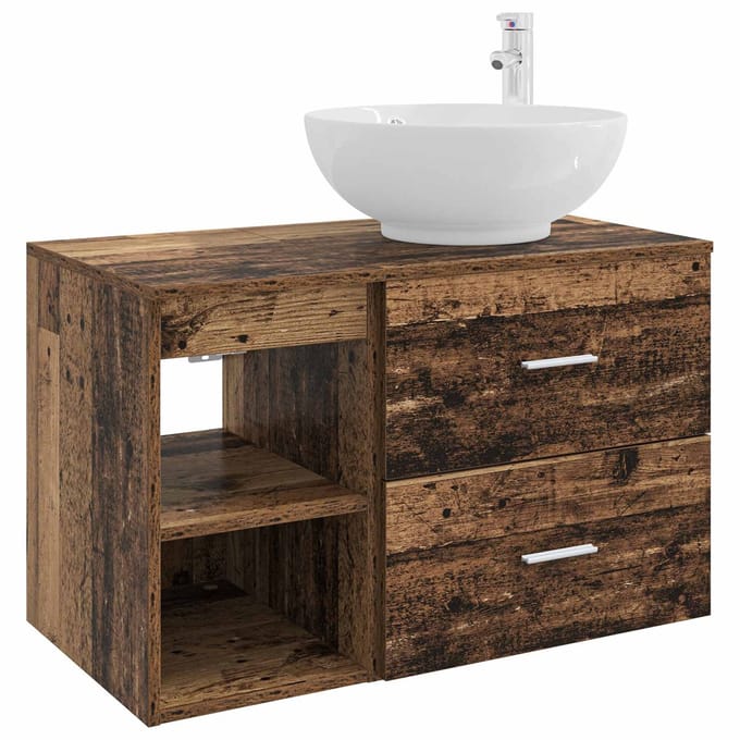 vidaXL - Badkamermeubel - Set - 2 - st - Oud - hout - Bewerkt - hout