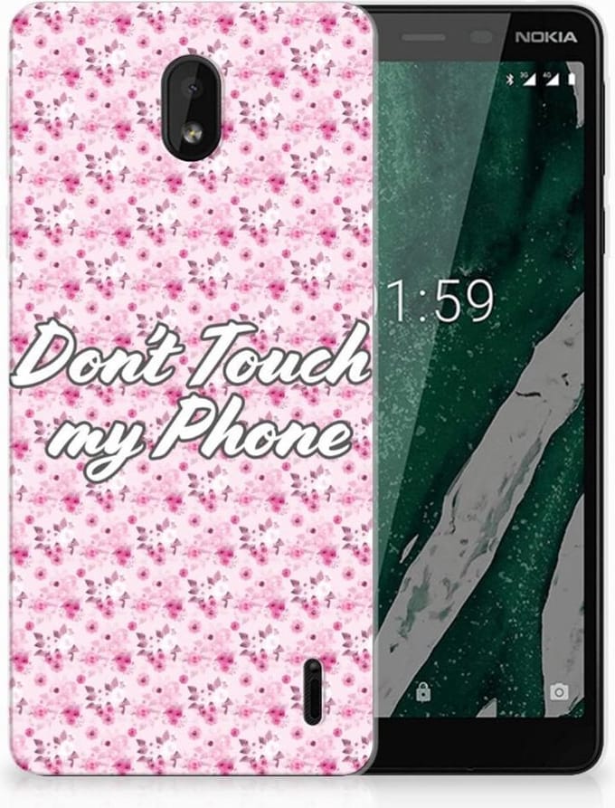 Nokia 1 Plus Silicone-hoesje Flowers Pink DTMP