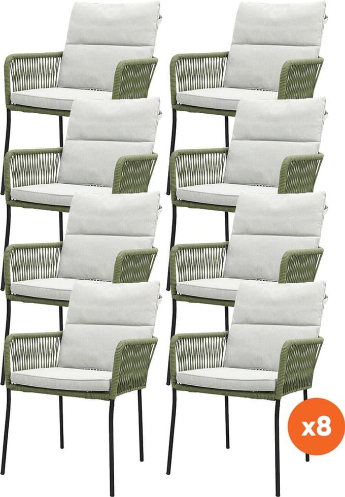 Set van 8 - Teresa dining tuinstoel Rope - Green