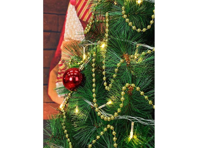Kerstslinger - Kerstboom - ketting - 2 x - Goudkleur - kralen - guirlande - spoel