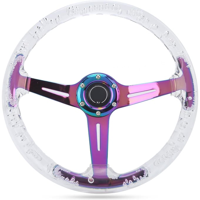 14-inch Auto Stuurwiel Logo Claxonknop Accessoires Modificatie Geschikt voor ATV Kart UTV Wit pink