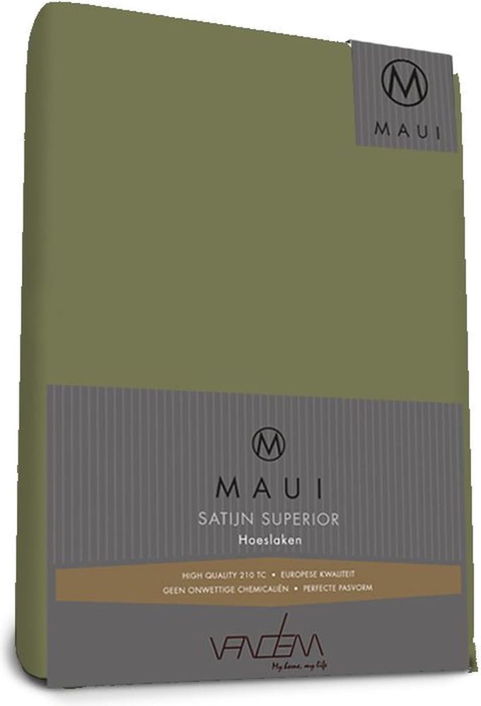Maui - Van Dem -  satijn hoeslaken de luxe 200 x 220 cm truffel