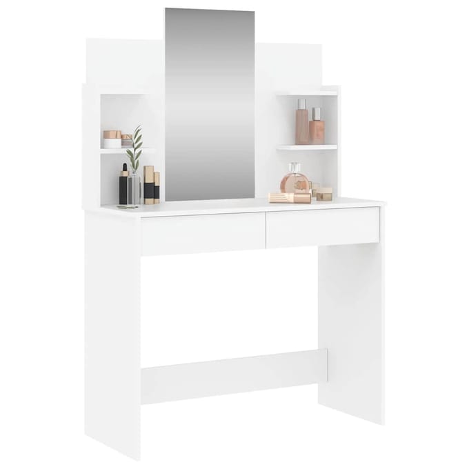 vidaXL - Kaptafel - met - spiegel - 96x39x142 - cm - wit