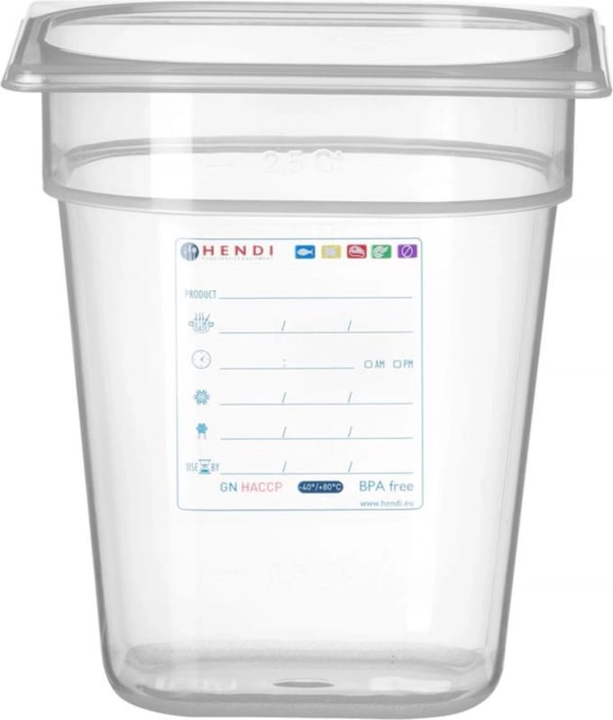 HENDI Gastronorm bak – luchtdicht – transparant – 3,4L – 176x162x200 mm