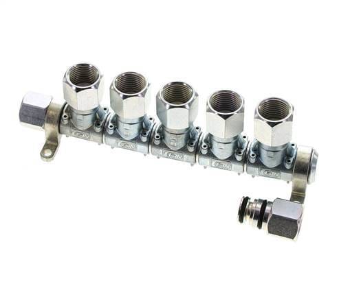 Staal/Messing DN 7.2 (Euro) Luchtkoppeling Snelkoppeling G 1/2 inch Binnendraad 5-weg - CLS7-F-E-5W-C-012