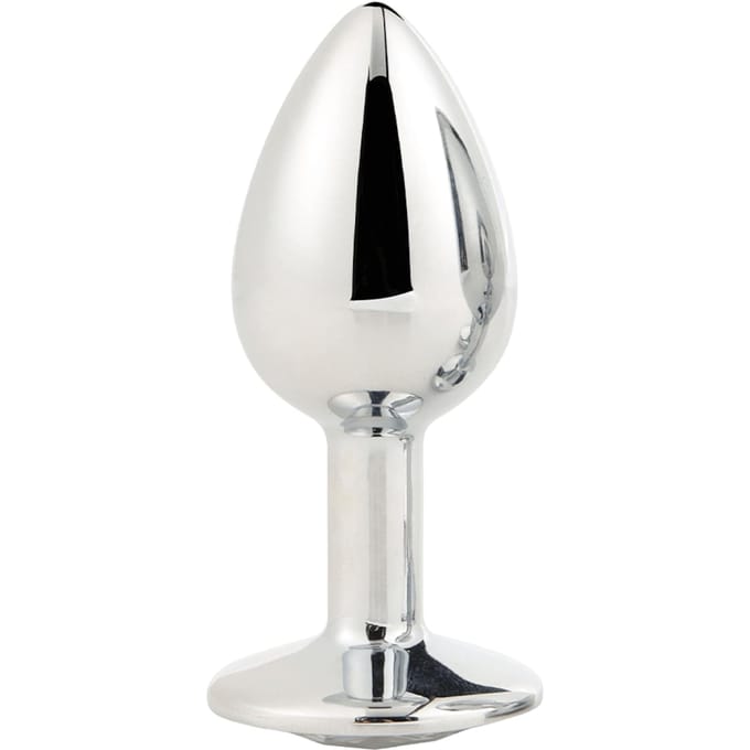 Dream Toys - Aluminium anaalplug met siersteen Medium Gleaming Love - Zilver