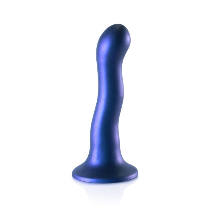 Ouch! by Shots Ultra Zachte Siliconen Curve G-Spot Dildo - 7'' / 17 cm - Metallic - Blauw