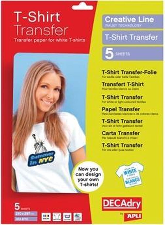 DECAdry T-Shirt transfer licht textiel - 5 vel