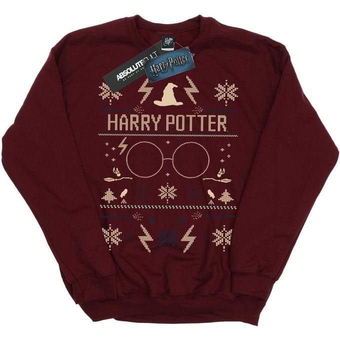 Harry Potter Sweatshirt met kerstpatroon voor jongens (Bourgondië)