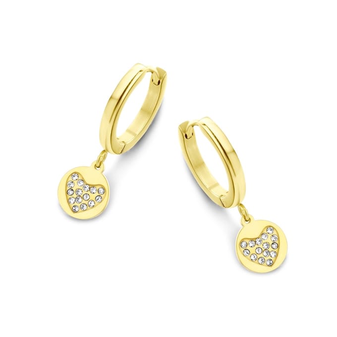 CO88 Collection Beloved 8CE-70100 Stalen Oorringen - Hart 8 mm - Goudkleurig
