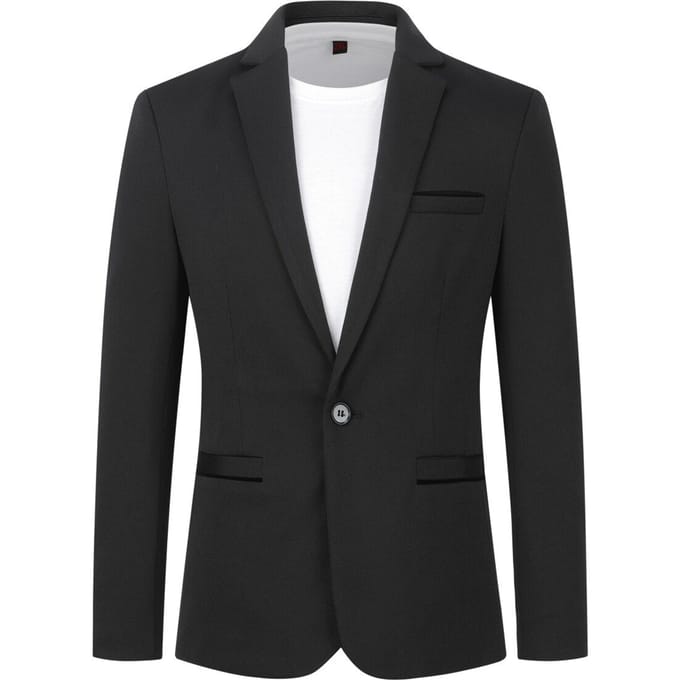 Heren colbert slim fit jas zakelijk dagelijks blazer zwart