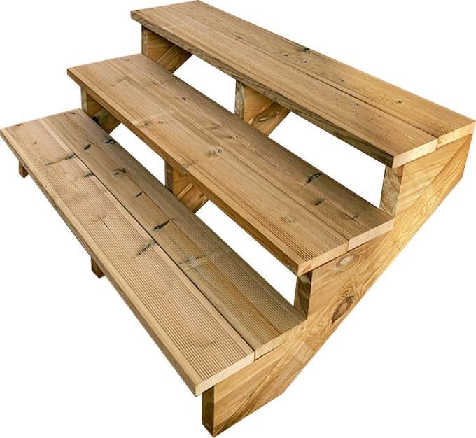 BERLIN Houten Buitentrap - 3 Open Treden 54 cm Hoog - 120 cm Breed